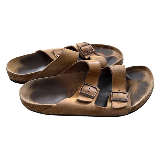 Birkenstock Betula Brown Leather Sandals Men\'s 11 Back Strap Cork Sole 44 EU